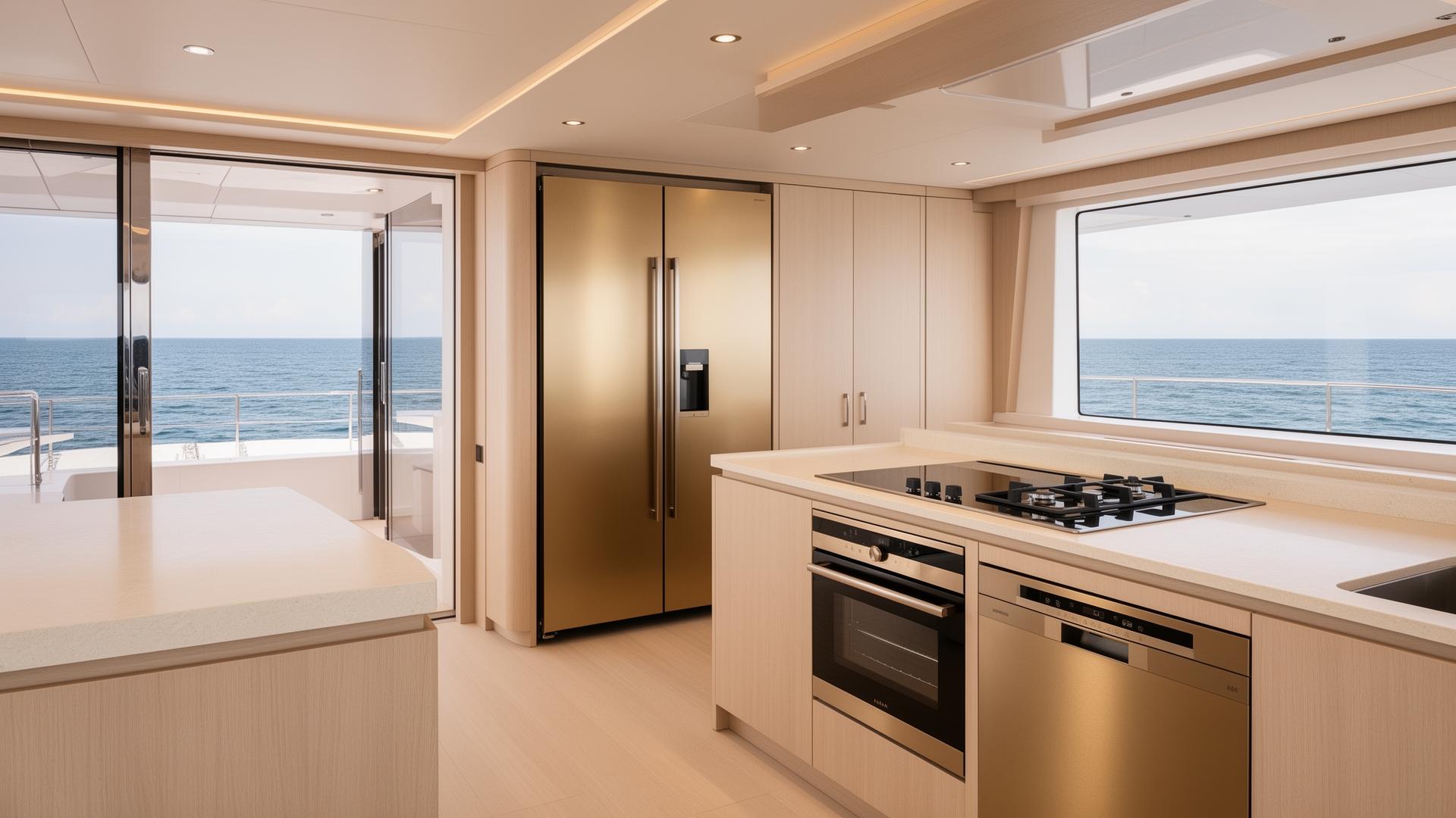 Apartment-grade kitchen inside YachtFino One 44